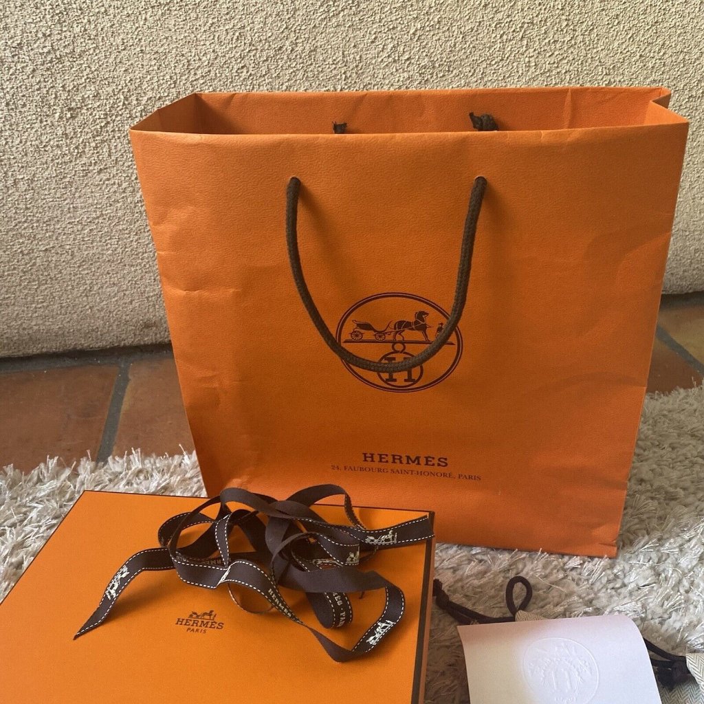 Authentic Hermes Empty Gift Storage Box W Ribbon Tissue Shopping Gift Bag